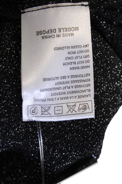 Maje Womens Pullover Sweater Black Round Neck Long Sleeve Size 2