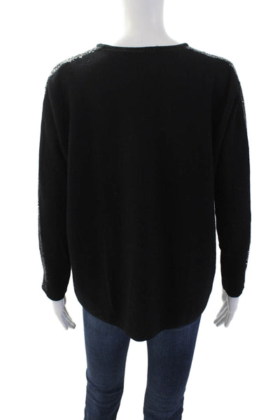 Maje Women V-Neck Black Wool Pullover Sweater Size 2