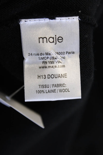 Maje Women V-Neck Black Wool Pullover Sweater Size 2