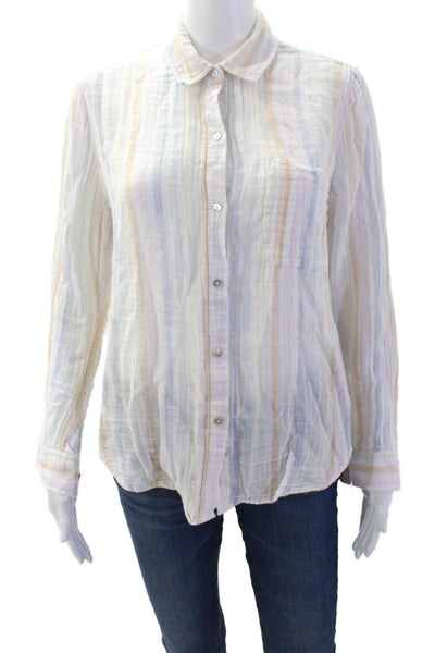 Rails Women Striped Cotton Collared Button-Up Long Sleeve Bohemian Size M