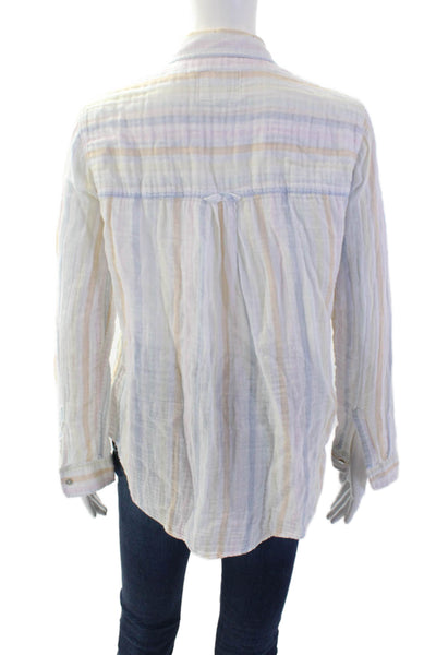 Rails Women Striped Cotton Collared Button-Up Long Sleeve Bohemian Size M