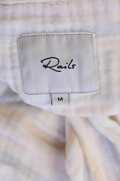 Rails Women Striped Cotton Collared Button-Up Long Sleeve Bohemian Size M