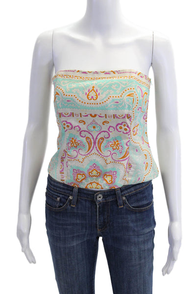 J. Mclaughlin Women Sleeveless Paisley Tank Light Blue Size 4
