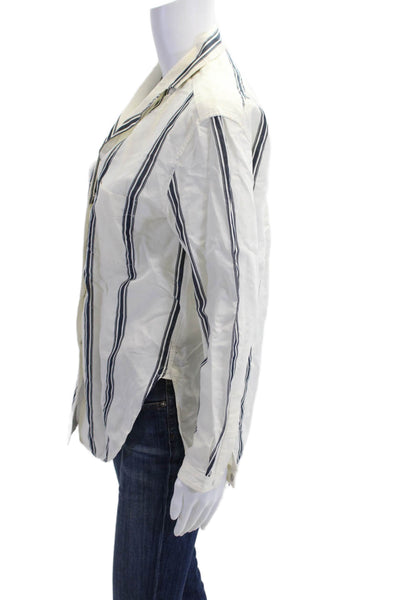 Rag & Bone Women Collared Striped Cotton Long Sleeve Button-Up Snap Size 2XS