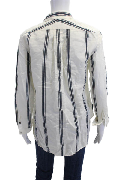 Rag & Bone Women Collared Striped Cotton Long Sleeve Button-Up Snap Size 2XS