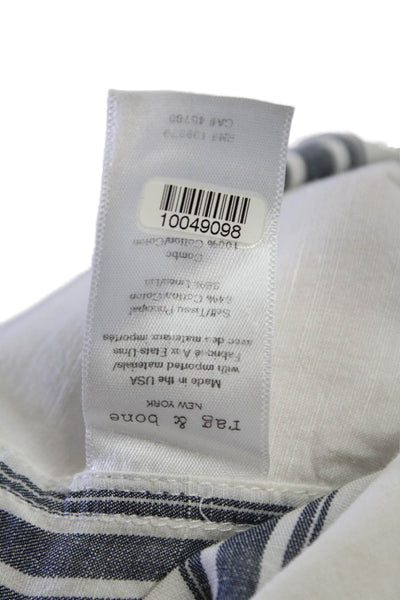 Rag & Bone Women Collared Striped Cotton Long Sleeve Button-Up Snap Size 2XS