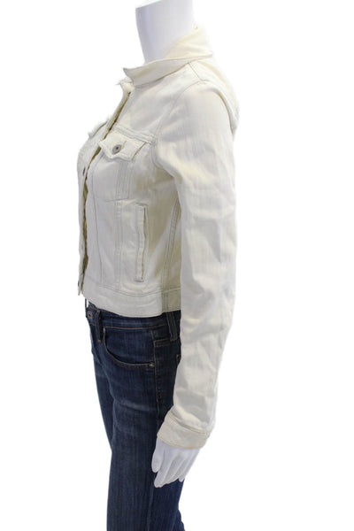 Vince Women Collared Button Cotton Blend Jacket White Size S