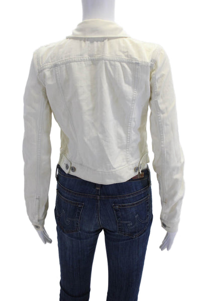 Vince Women Collared Button Cotton Blend Jacket White Size S