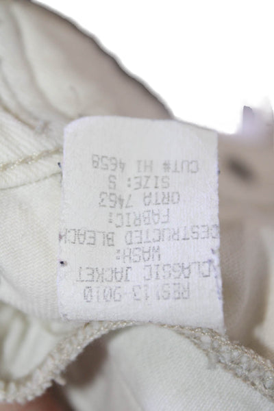 Vince Women Collared Button Cotton Blend Jacket White Size S