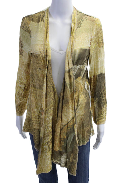 Alberto Makali Women Beige Long Sleeve Art Top 100% Polyester Fall Size S
