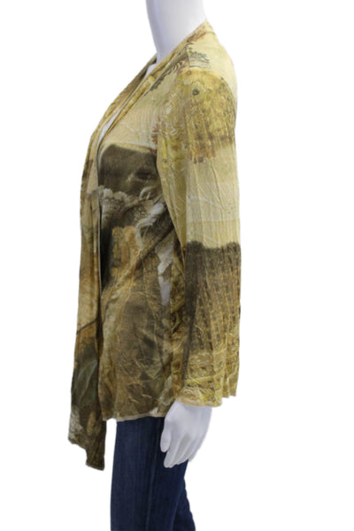 Alberto Makali Women Beige Long Sleeve Art Top 100% Polyester Fall Size S