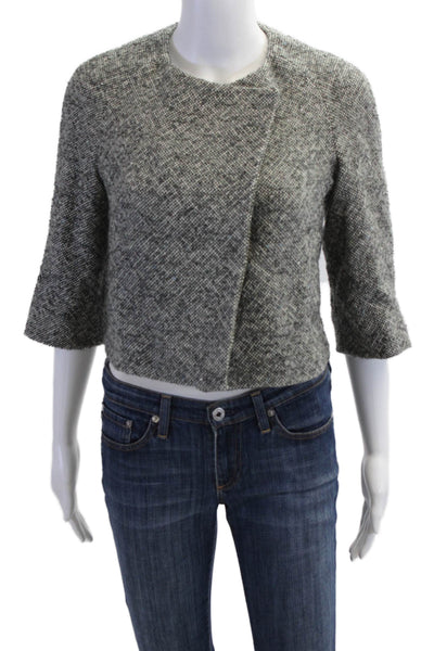 Banana Republic Womens Gray Wool 3/4 Sleeve Crew Neck Jacket Size XS Petite