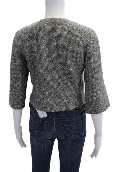 Banana Republic Womens Gray Wool 3/4 Sleeve Crew Neck Jacket Size XS Petite
