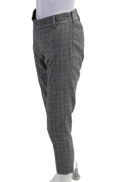 J Crew Women Ankle Cropped Dress Pants Dark Gray Plaid Wool Size 2
