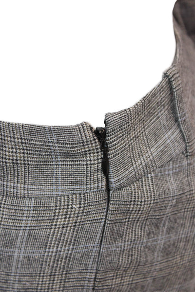 J Crew Women Ankle Cropped Dress Pants Dark Gray Plaid Wool Size 2