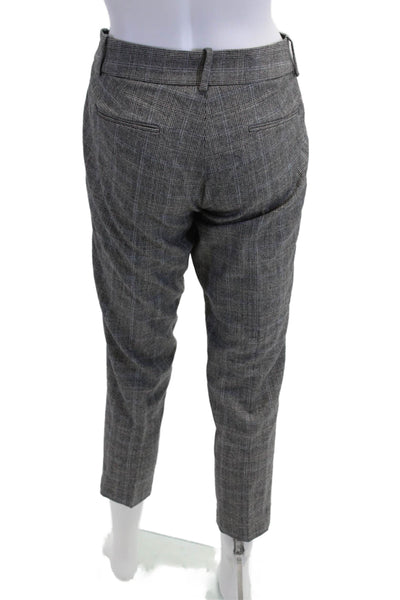 J Crew Women Ankle Cropped Dress Pants Dark Gray Plaid Wool Size 2