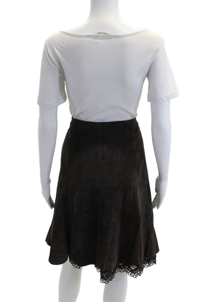 Odille Anthropologie Womens A-Line Flare Leather Knee-Length Skirt Size 4