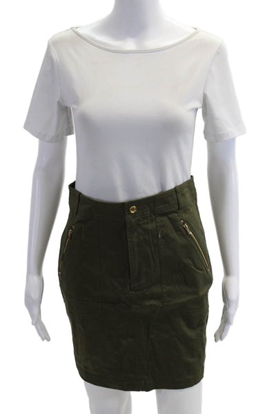Calvin Klein Womens Cargo Mini Skort Green Cotton Spandex Short Size 2