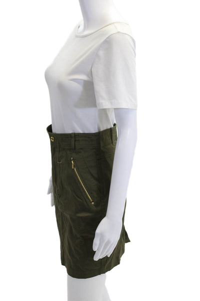 Calvin Klein Womens Cargo Mini Skort Green Cotton Spandex Short Size 2