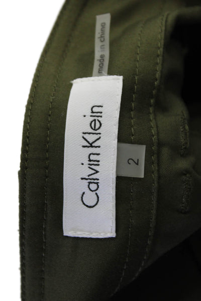 Calvin Klein Womens Cargo Mini Skort Green Cotton Spandex Short Size 2