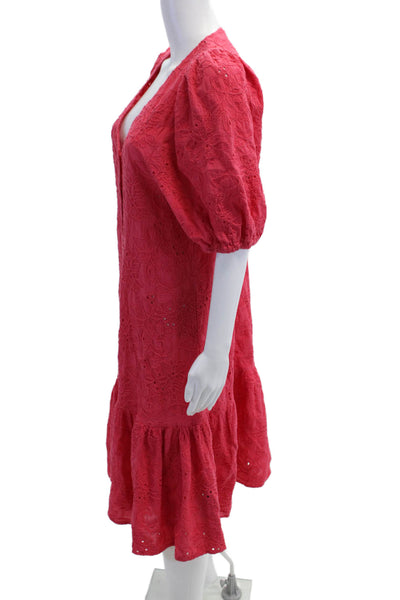Zara Women A-Line Sundress Red Floral V-Neck Size S