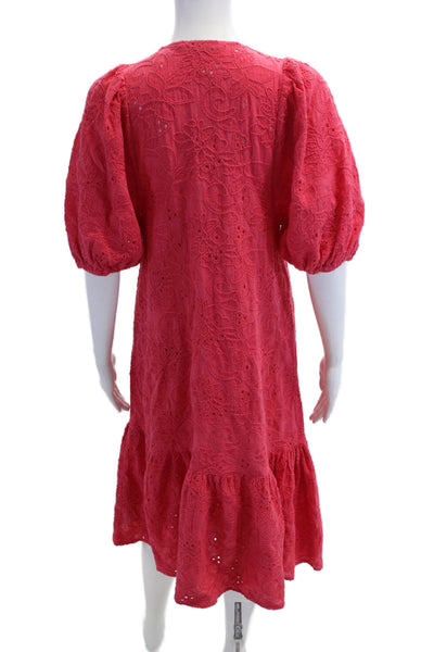Zara Women A-Line Sundress Red Floral V-Neck Size S