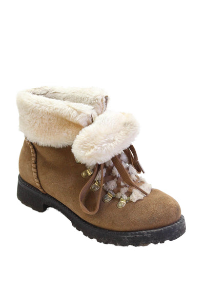 Jack Rogers Womens Leather Lace-Up Ankle Winter Boots Brown Size 7.5