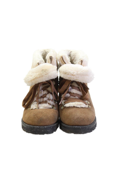 Jack Rogers Womens Leather Lace-Up Ankle Winter Boots Brown Size 7.5
