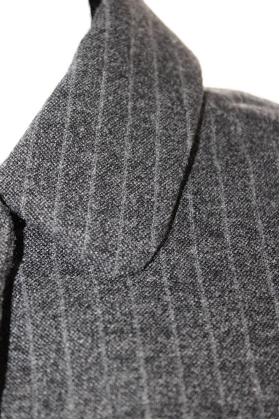 Odeeh Womens Dark Gray Striped Wool Blend Collared Button Jacket Size 34