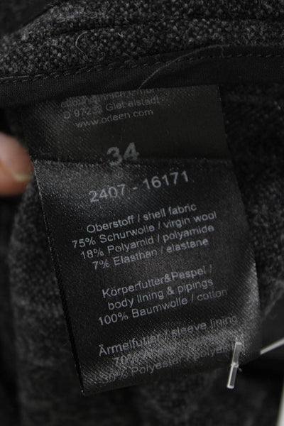 Odeeh Womens Dark Gray Striped Wool Blend Collared Button Jacket Size 34