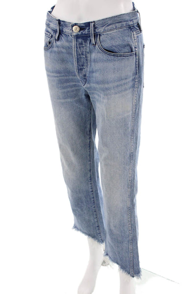 3x1 NYC Women Cropped Light Blue High Rise Jeans Button Size 26