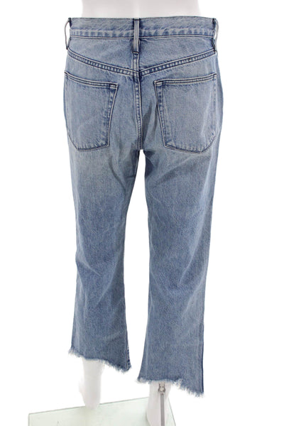 3x1 NYC Women Cropped Light Blue High Rise Jeans Button Size 26