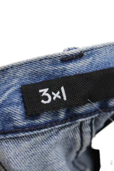 3x1 NYC Women Cropped Light Blue High Rise Jeans Button Size 26