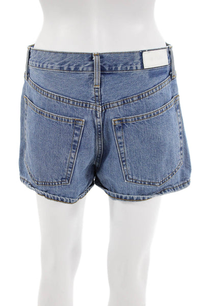 Re/Done Unisex 90s Blue Cotton Solid Shorts Size 26