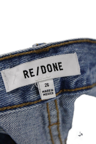 Re/Done Unisex 90s Blue Cotton Solid Shorts Size 26
