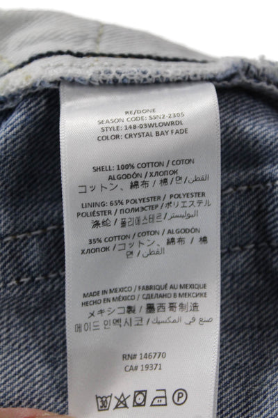 Re/Done Unisex 90s Blue Cotton Solid Shorts Size 26