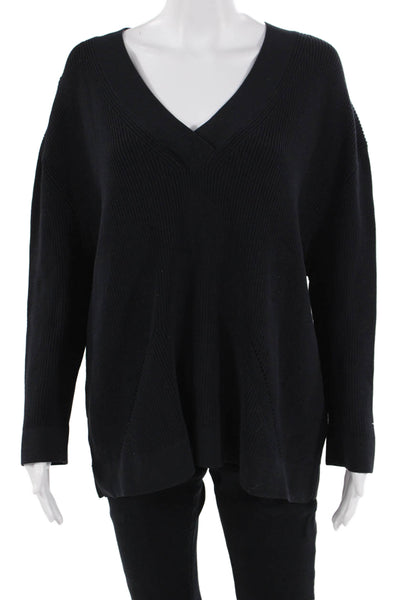 Derek Lam 10 Crosby, Women, Pullover V-Neck Long Sleeve Black Polyamide Size M