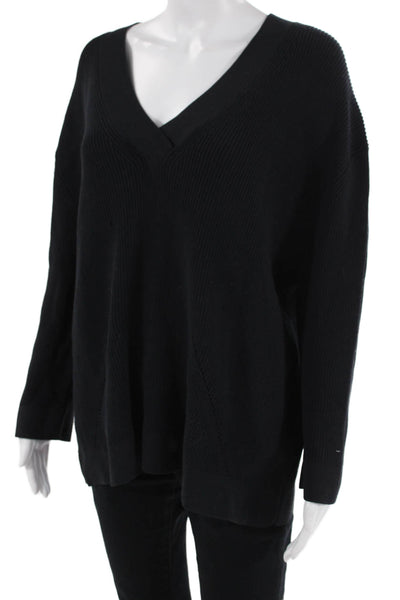 Derek Lam 10 Crosby, Women, Pullover V-Neck Long Sleeve Black Polyamide Size M