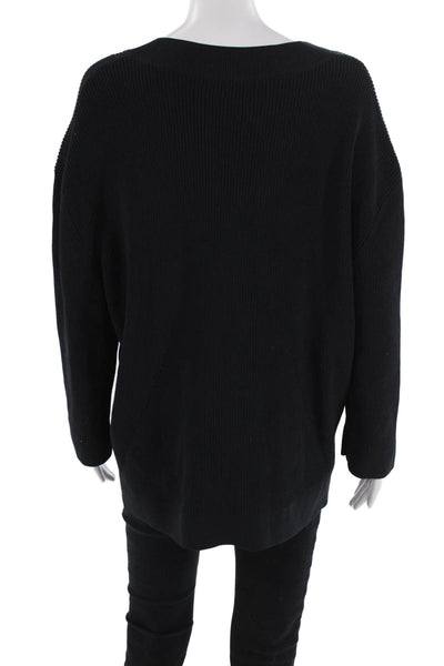 Derek Lam 10 Crosby, Women, Pullover V-Neck Long Sleeve Black Polyamide Size M