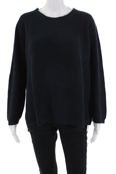525 America Unisex Pullover Sweater Dark Blue 100% Cotton Crew Neck Size M