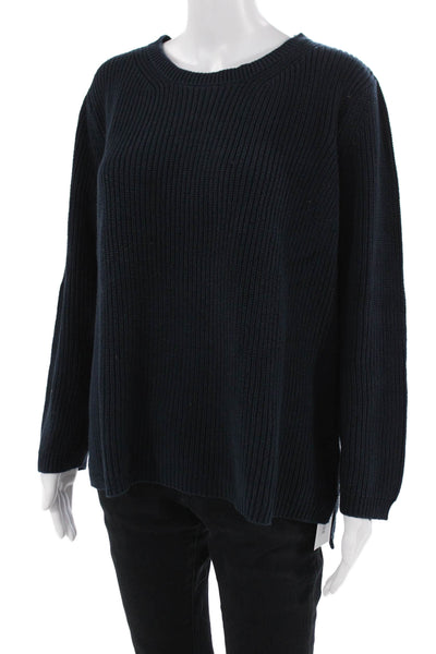 525 America Unisex Pullover Sweater Dark Blue 100% Cotton Crew Neck Size M