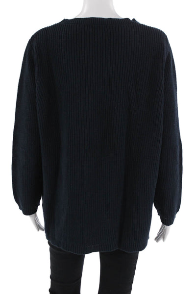 525 America Unisex Pullover Sweater Dark Blue 100% Cotton Crew Neck Size M