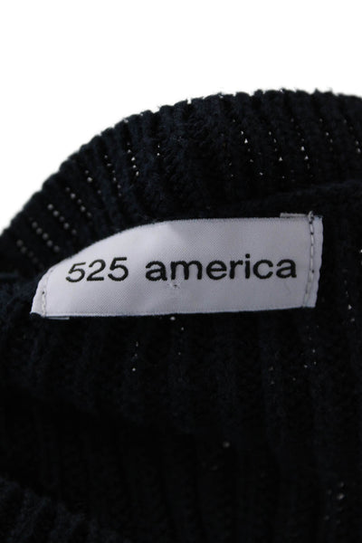 525 America Unisex Pullover Sweater Dark Blue 100% Cotton Crew Neck Size M