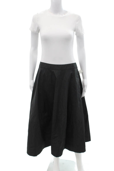 Peserico Women A-Line Flare Skirt Black Polyester Midi Size 46