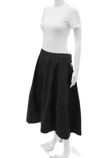 Peserico Women A-Line Flare Skirt Black Polyester Midi Size 46