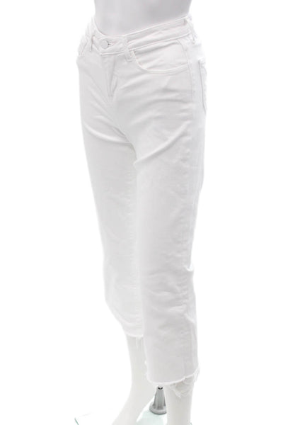 L'Agence Women Cropped Mid-Rise White Jeans 98% Cotton Size 23