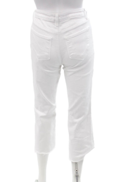 L'Agence Women Cropped Mid-Rise White Jeans 98% Cotton Size 23