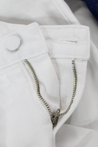 L'Agence Women Cropped Mid-Rise White Jeans 98% Cotton Size 23