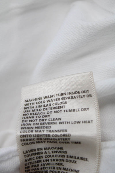L'Agence Women Cropped Mid-Rise White Jeans 98% Cotton Size 23