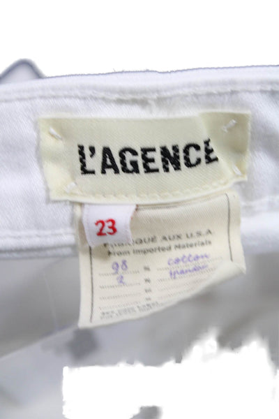 L'Agence Women Cropped Mid-Rise White Jeans 98% Cotton Size 23